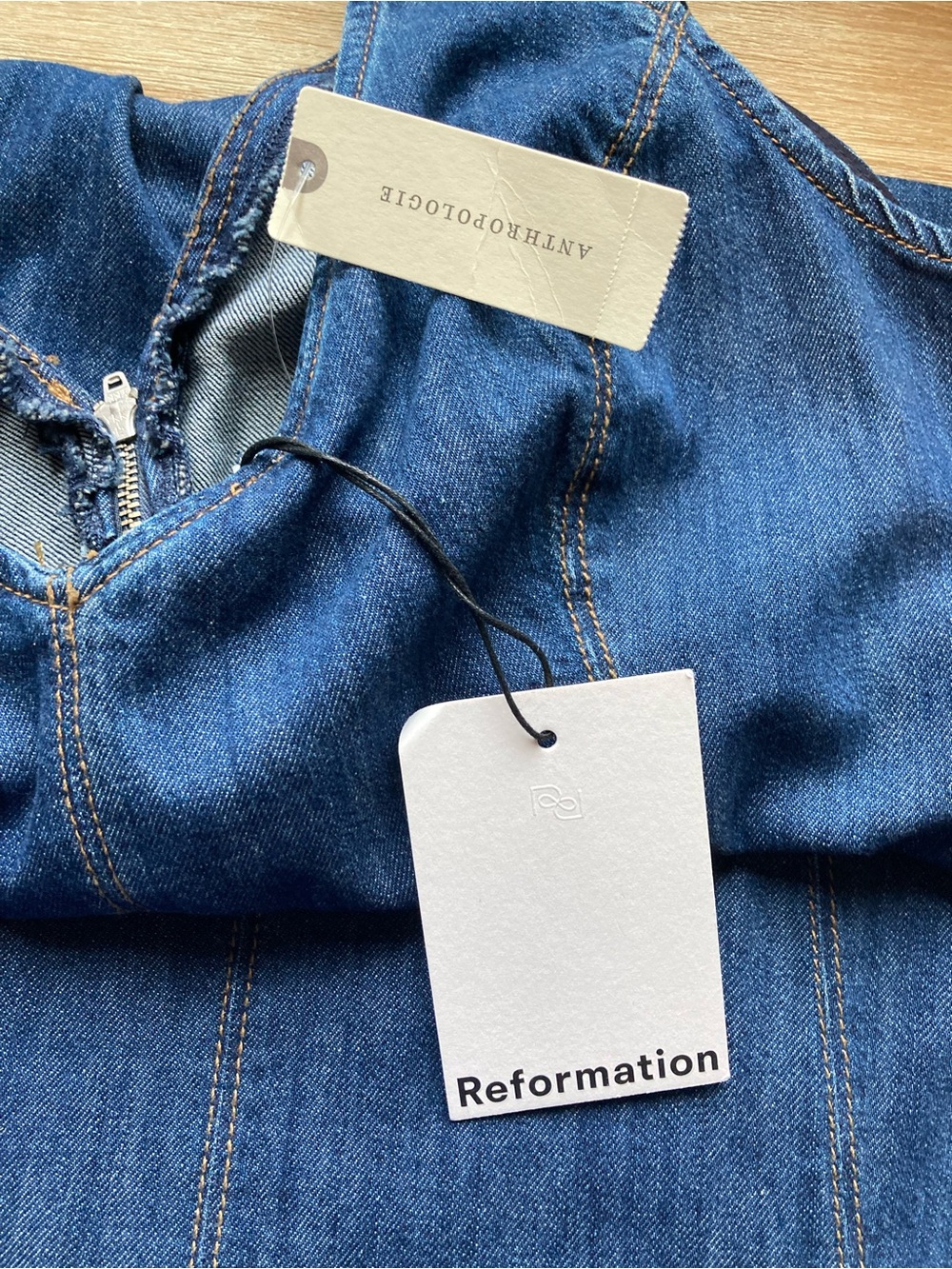 Reformation Serafina Denim Midi Dress Size 10 Dark Wash Mermaid Flare $248 - Picture 10 of 14